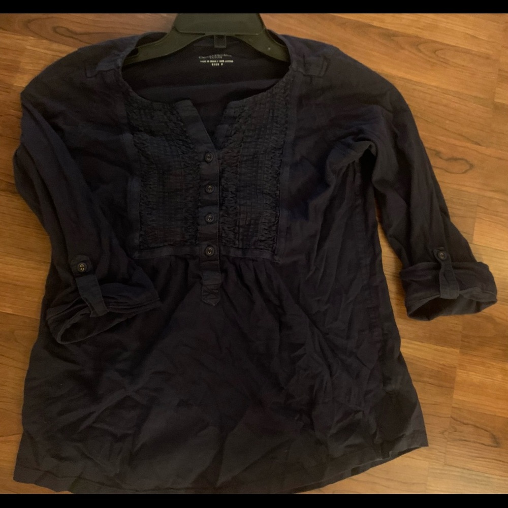 Adult  charter club Petite 3/4 sleeve navy blue Top - Picture 2 of 6